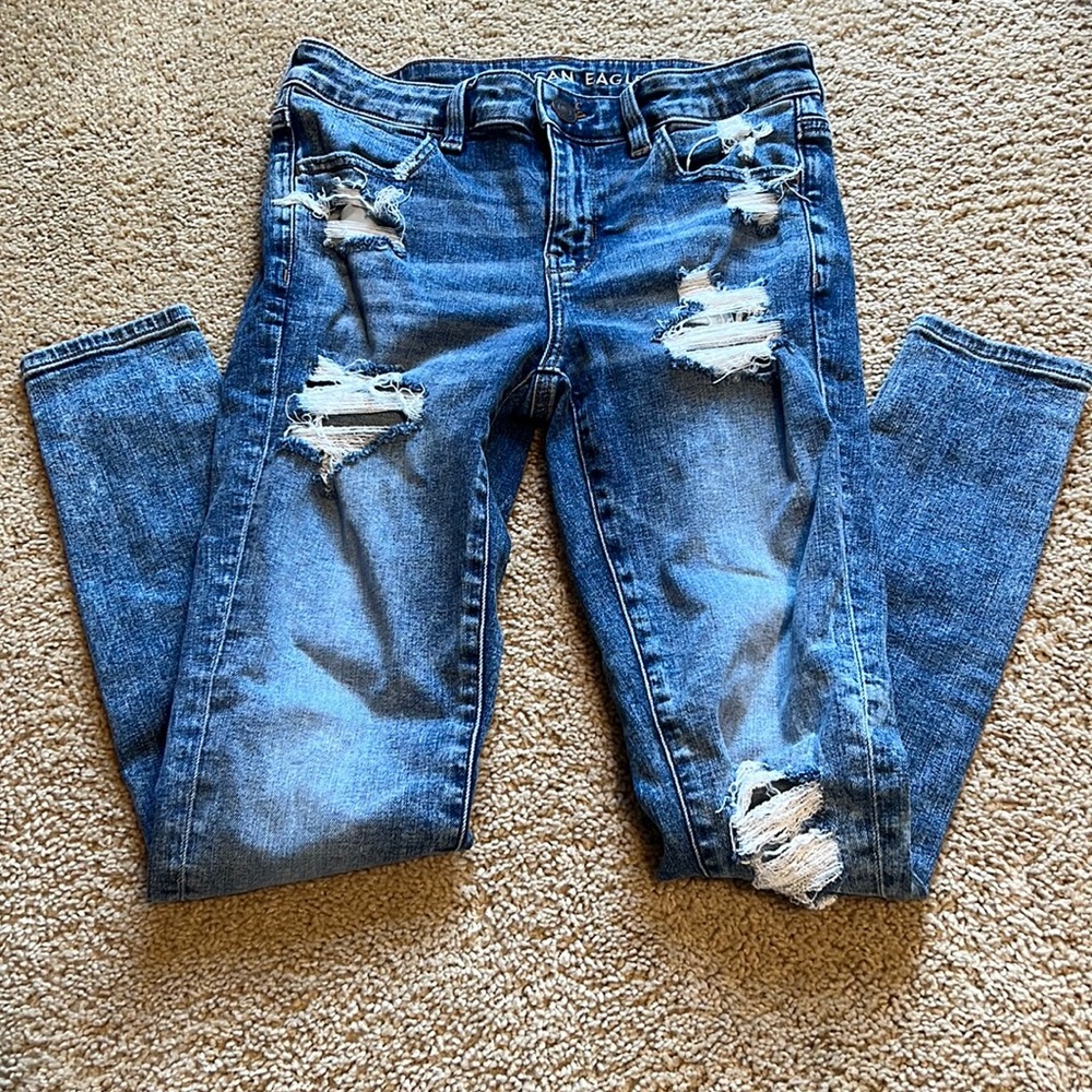 American Eagle Ripped Super Stretch Skinny Jeans Size 4 Regular